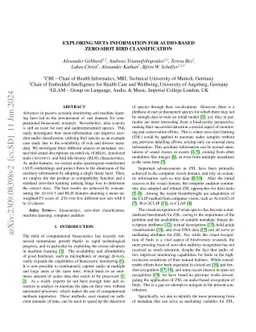 Exploring Meta Information for Audio-based Zero-shot Bird Classification