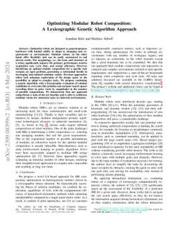 Optimizing Modular Robot Composition: A Lexicographic Genetic Algorithm
  Approach