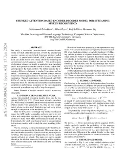 Chunked Attention-based Encoder-Decoder Model for Streaming Speech
  Recognition
