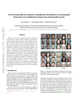 Toward responsible face datasets: modeling the distribution of a
  disentangled latent space for sampling face images from demographic groups