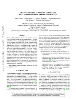 Combining TF-GridNet and Mixture Encoder for Continuous Speech Separation for Meeting Transcription