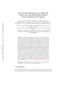 3D Arterial Segmentation via Single 2D Projections and Depth Supervision
  in Contrast-Enhanced CT Images