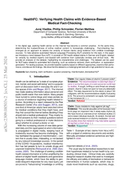 HealthFC: Verifying Health Claims with Evidence-Based Medical
  Fact-Checking