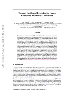 Towards Last-layer Retraining for Group Robustness with Fewer
  Annotations