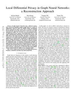 Local Differential Privacy in Graph Neural Networks: a Reconstruction
  Approach