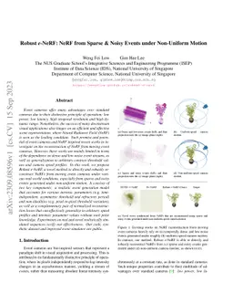 Robust e-NeRF: NeRF from Sparse & Noisy Events under Non-Uniform Motion