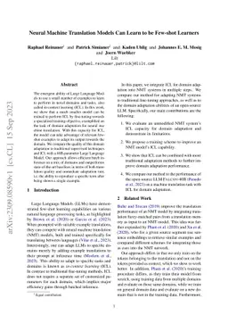 Neural Machine Translation Models Can Learn to be Few-shot Learners