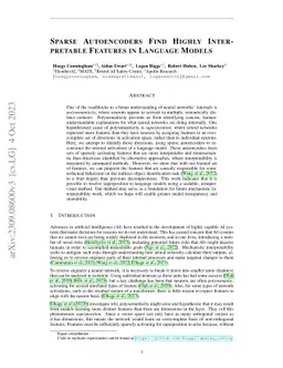 Sparse Autoencoders Find Highly Interpretable Features in Language
  Models