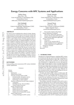 Energy Concerns with HPC Systems and Applications