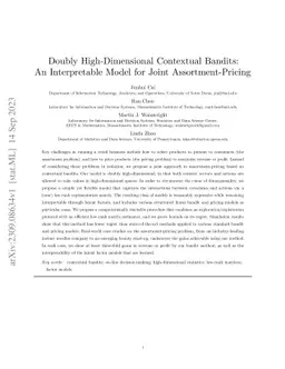 Doubly High-Dimensional Contextual Bandits: An Interpretable Model for
  Joint Assortment-Pricing