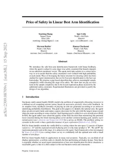 Price of Safety in Linear Best Arm Identification