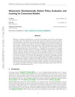 Wasserstein Distributionally Robust Policy Evaluation and Learning for
  Contextual Bandits
