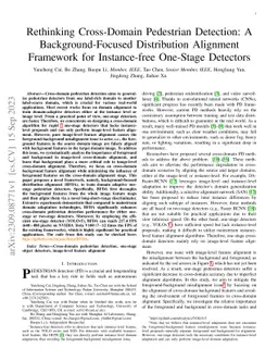 Rethinking Cross-Domain Pedestrian Detection: A Background-Focused
  Distribution Alignment Framework for Instance-Free One-Stage Detectors
