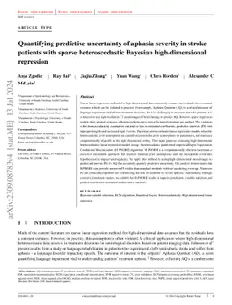Quantifying predictive uncertainty of aphasia severity in stroke
  patients with sparse heteroscedastic Bayesian high-dimensional regression