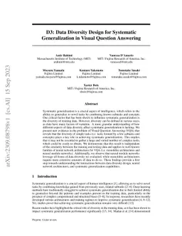 D3: Data Diversity Design for Systematic Generalization in Visual
  Question Answering