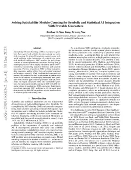 Solving Satisfiability Modulo Counting for Symbolic and Statistical AI
  Integration With Provable Guarantees