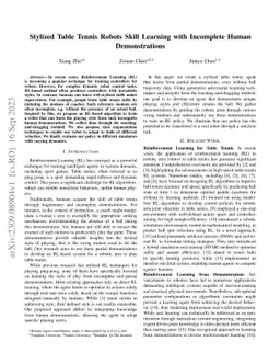 Stylized Table Tennis Robots Skill Learning with Incomplete Human
  Demonstrations