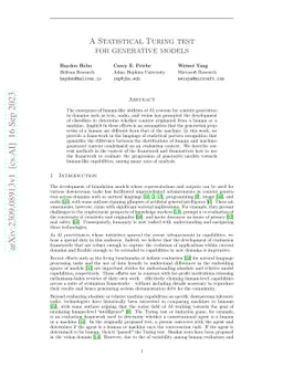 A Statistical Turing Test for Generative Models