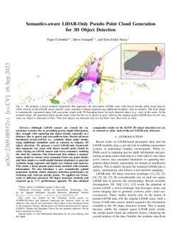 Semantics-aware LiDAR-Only Pseudo Point Cloud Generation for 3D Object
  Detection