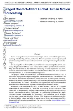Staged Contact-Aware Global Human Motion Forecasting