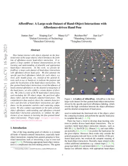 AffordPose: A Large-scale Dataset of Hand-Object Interactions with
  Affordance-driven Hand Pose
