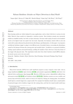 Robust Backdoor Attacks on Object Detection in Real World