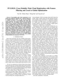 FF-LOGO: Cross-Modality Point Cloud Registration with Feature Filtering
  and Local to Global Optimization