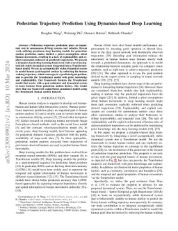 Pedestrian Trajectory Prediction Using Dynamics-based Deep Learning