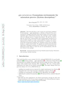 gym-saturation: Gymnasium environments for saturation provers (System
  description)