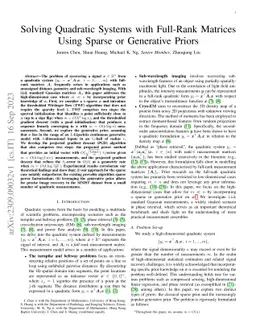 Solving Quadratic Systems with Full-Rank Matrices Using Sparse or
  Generative Priors