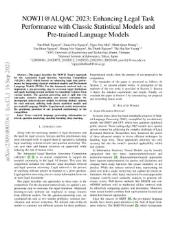 NOWJ1@ALQAC 2023: Enhancing Legal Task Performance with Classic
  Statistical Models and Pre-trained Language Models