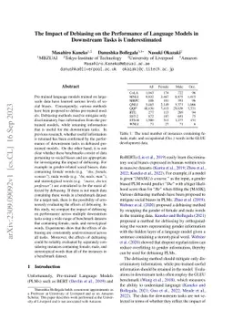 The Impact of Debiasing on the Performance of Language Models in
  Downstream Tasks is Underestimated