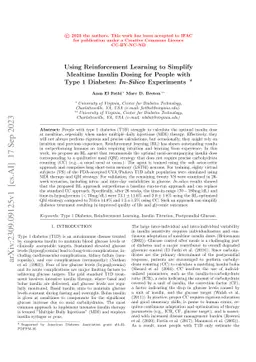 Using Reinforcement Learning to Simplify Mealtime Insulin Dosing for
  People with Type 1 Diabetes: In-Silico Experiments