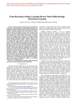 From Knowing to Doing: Learning Diverse Motor Skills through Instruction
  Learning