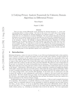A Unifying Privacy Analysis Framework for Unknown Domain Algorithms in
  Differential Privacy