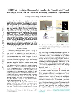 CLIPUNetr: Assisting Human-robot Interface for Uncalibrated Visual
  Servoing Control with CLIP-driven Referring Expression Segmentation