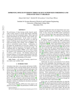 Improving Speech Inversion Through Self-Supervised Embeddings and
  Enhanced Tract Variables