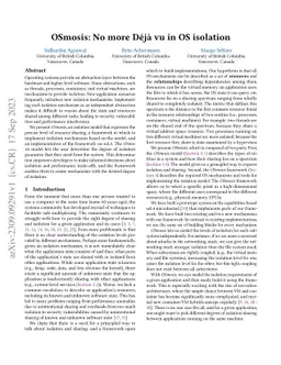 OSmosis: No more Déjà vu in OS isolation