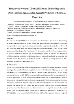 Structure to Property: Chemical Element Embeddings and a Deep Learning
  Approach for Accurate Prediction of Chemical Properties