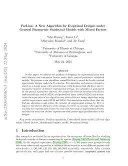 ForLion: A New Algorithm for D-optimal Designs under General Parametric
  Statistical Models with Mixed Factors
