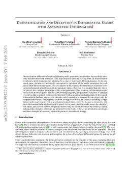 Desensitization and Deception in Differential Games with Asymmetric
  Information
