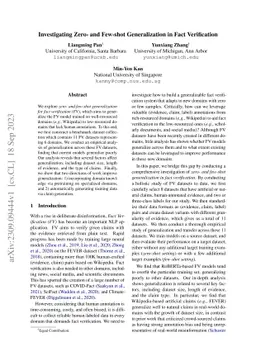 Investigating Zero- and Few-shot Generalization in Fact Verification