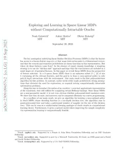 Exploring and Learning in Sparse Linear MDPs without Computationally
  Intractable Oracles