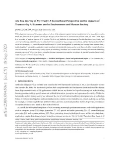 Are You Worthy of My Trust?: A Socioethical Perspective on the Impacts
  of Trustworthy AI Systems on the Environment and Human Society