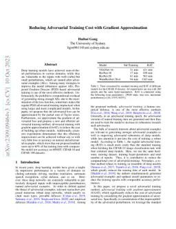 Reducing Adversarial Training Cost with Gradient Approximation