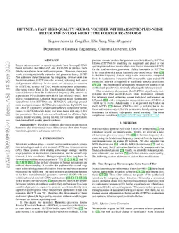 HiFTNet: A Fast High-Quality Neural Vocoder with Harmonic-plus-Noise
  Filter and Inverse Short Time Fourier Transform