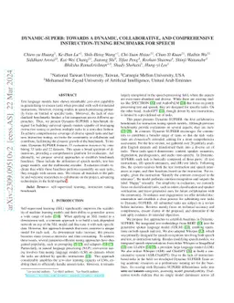 Dynamic-SUPERB: Towards A Dynamic, Collaborative, and Comprehensive
  Instruction-Tuning Benchmark for Speech