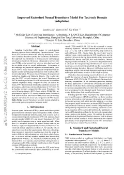 Improved Factorized Neural Transducer Model For text-only Domain
  Adaptation