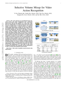 Selective Volume Mixup for Video Action Recognition