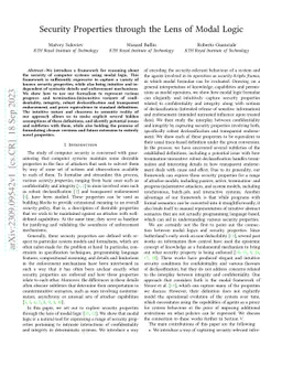 Security Properties through the Lens of Modal Logic